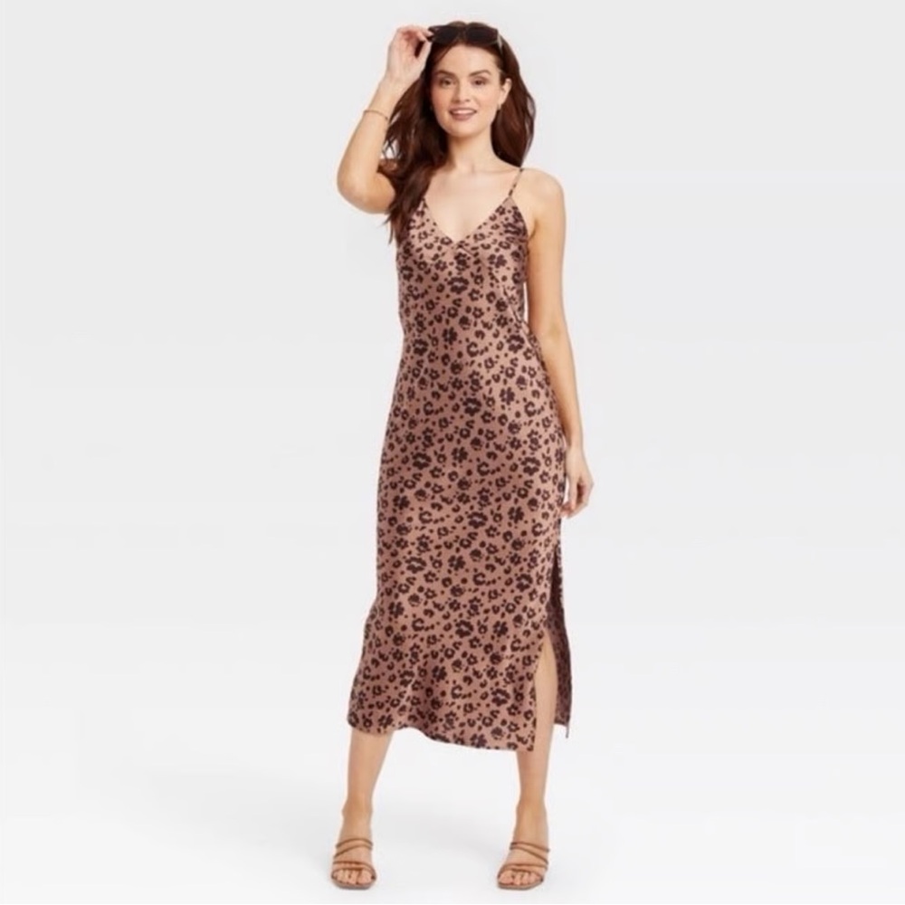 A New Day Leopard Print Midi Slip Dress Xtra Small Trendy Animal Print